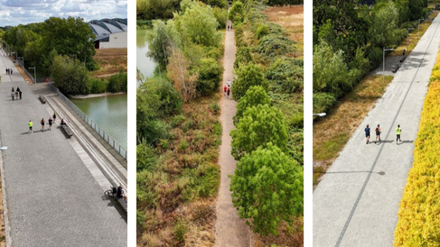 Three aerial photographs of the CAMRUN course.