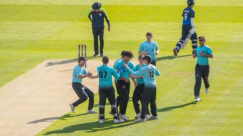 Cambridge Men's Blues playing a T20 Varsity match at Lord's Cricket Ground.